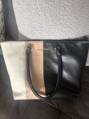 Adrienne Vittadini Black, Cream & Tan Tricolor Tote